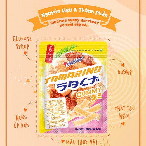 Kẹo dẻo Tamarind Gummy Hartbeat vị me muối 40g