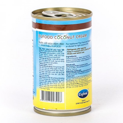 Nước cốt dừa đậm đặc Eufood thái lan 165ml Nước cốt dừa đậm đặc Eufood thái lan 165ml